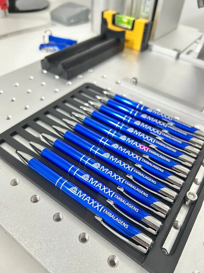 Caneta de Metal Azul Gravação Laser