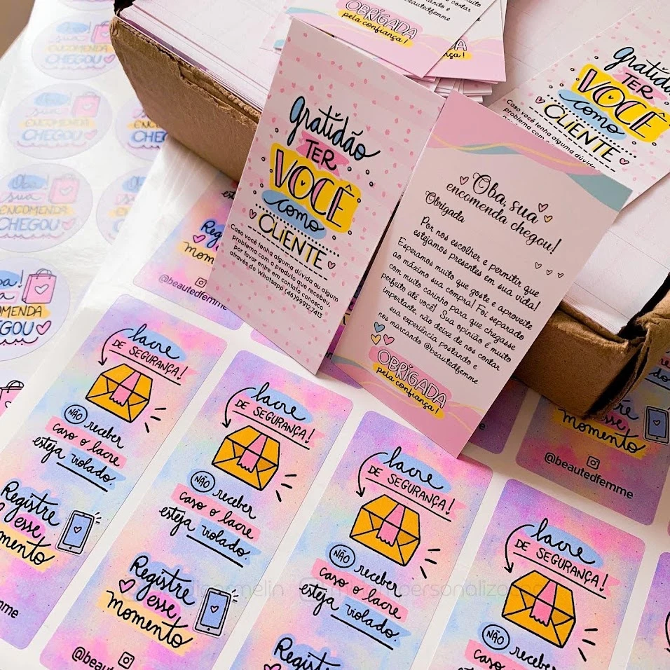 Cartão de Agradecimento e Adesivos Lacre