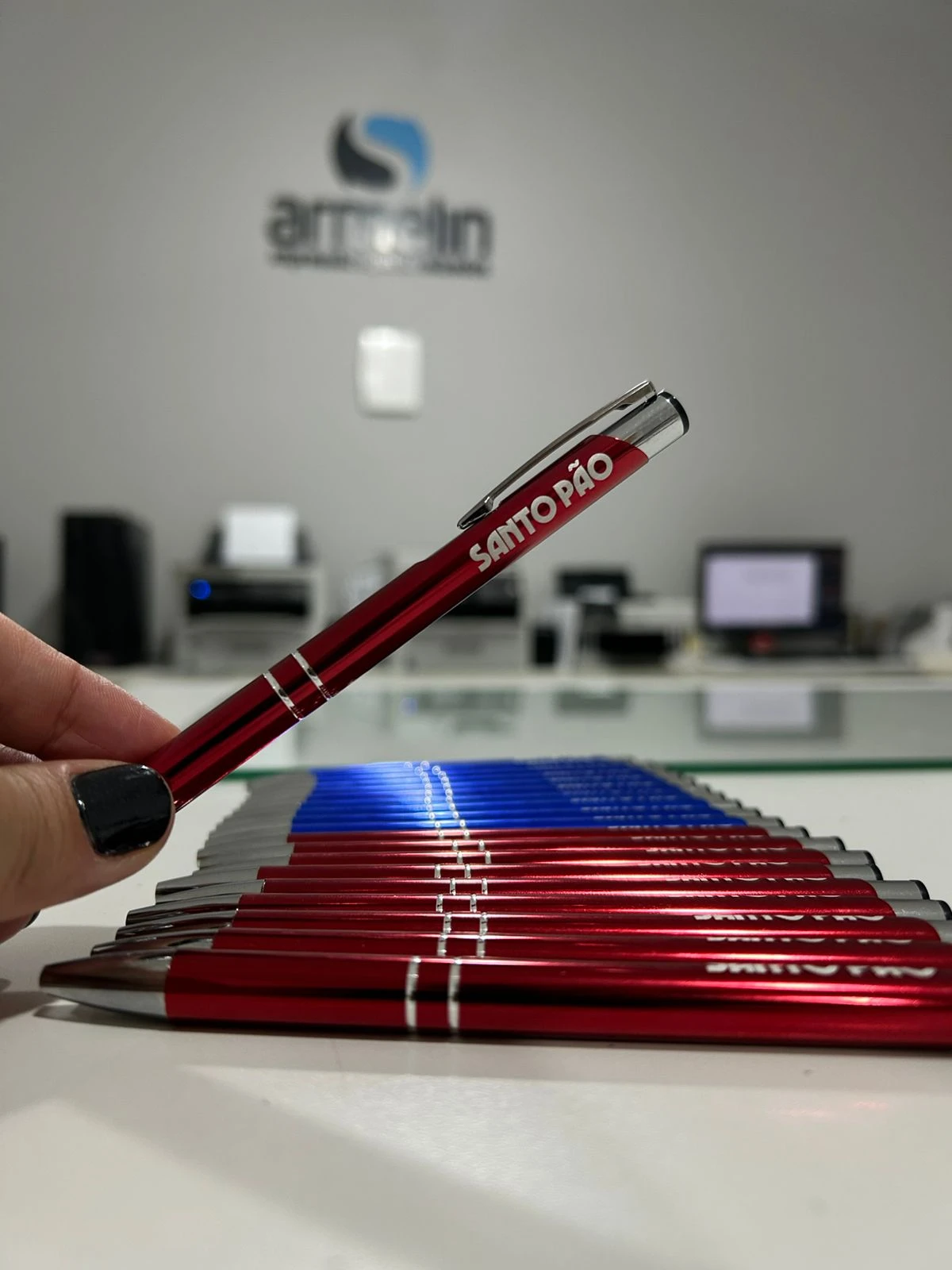 Caneta de Metal Vermelha Personalizada à Laser