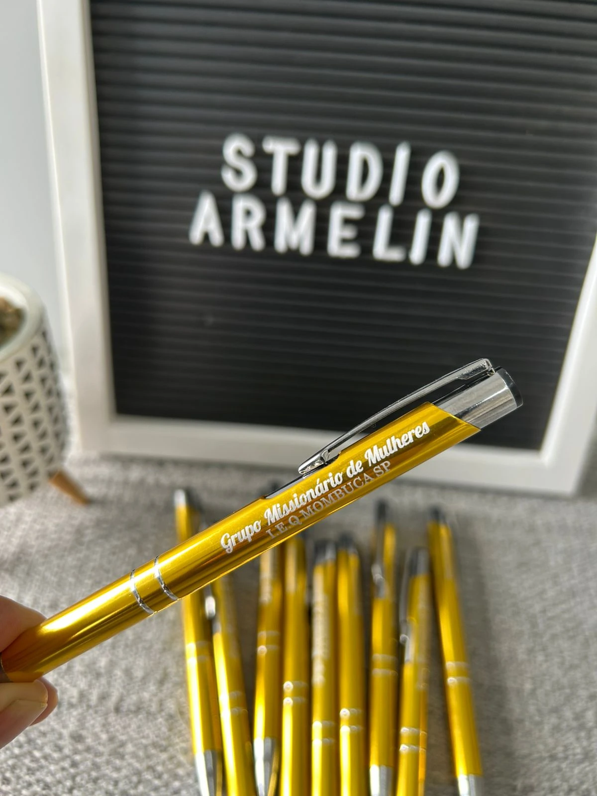 Caneta de Metal Dourada Personalizada à Laser