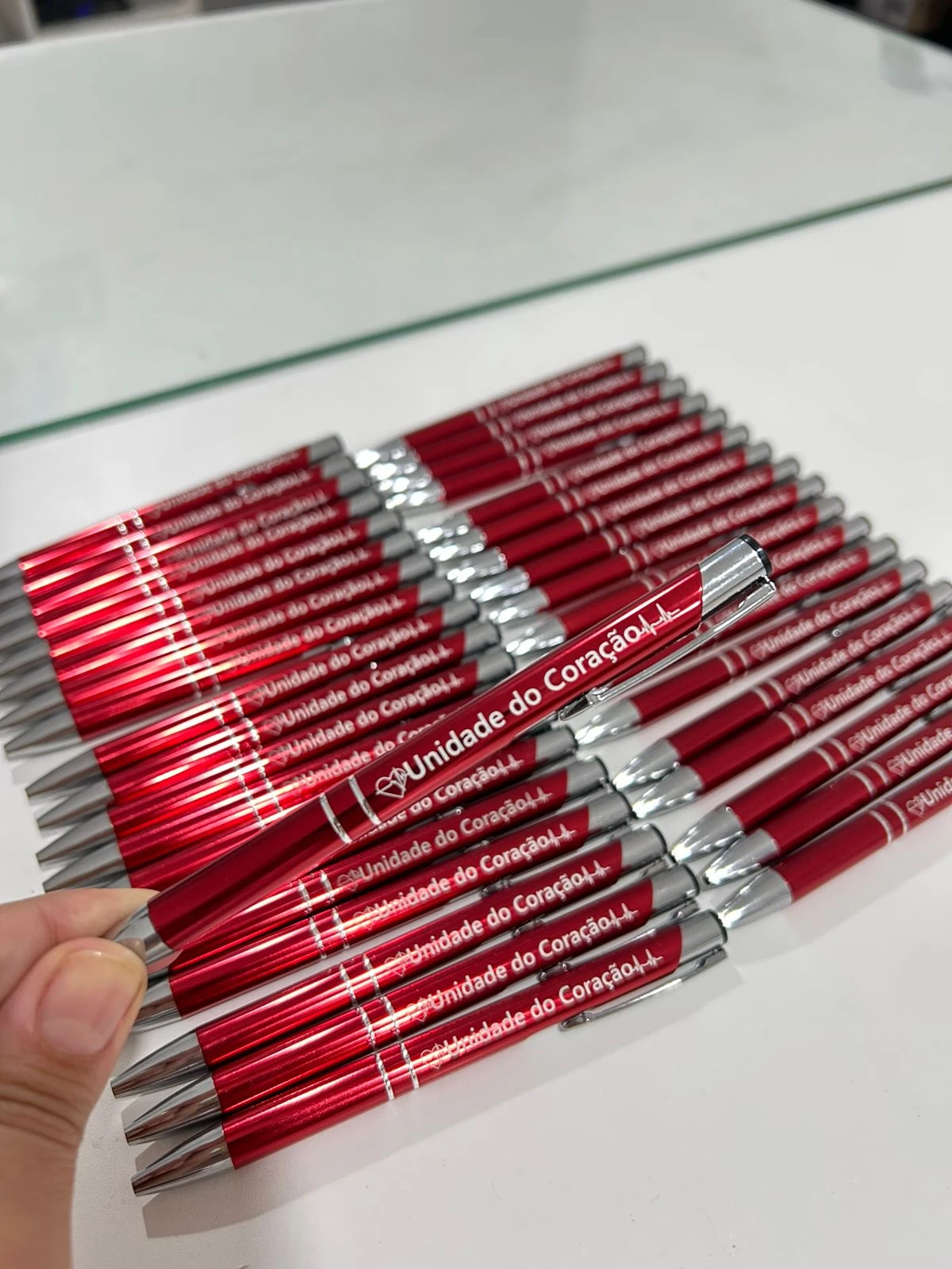 Caneta de Metal Vermelha Personalizada à Laser