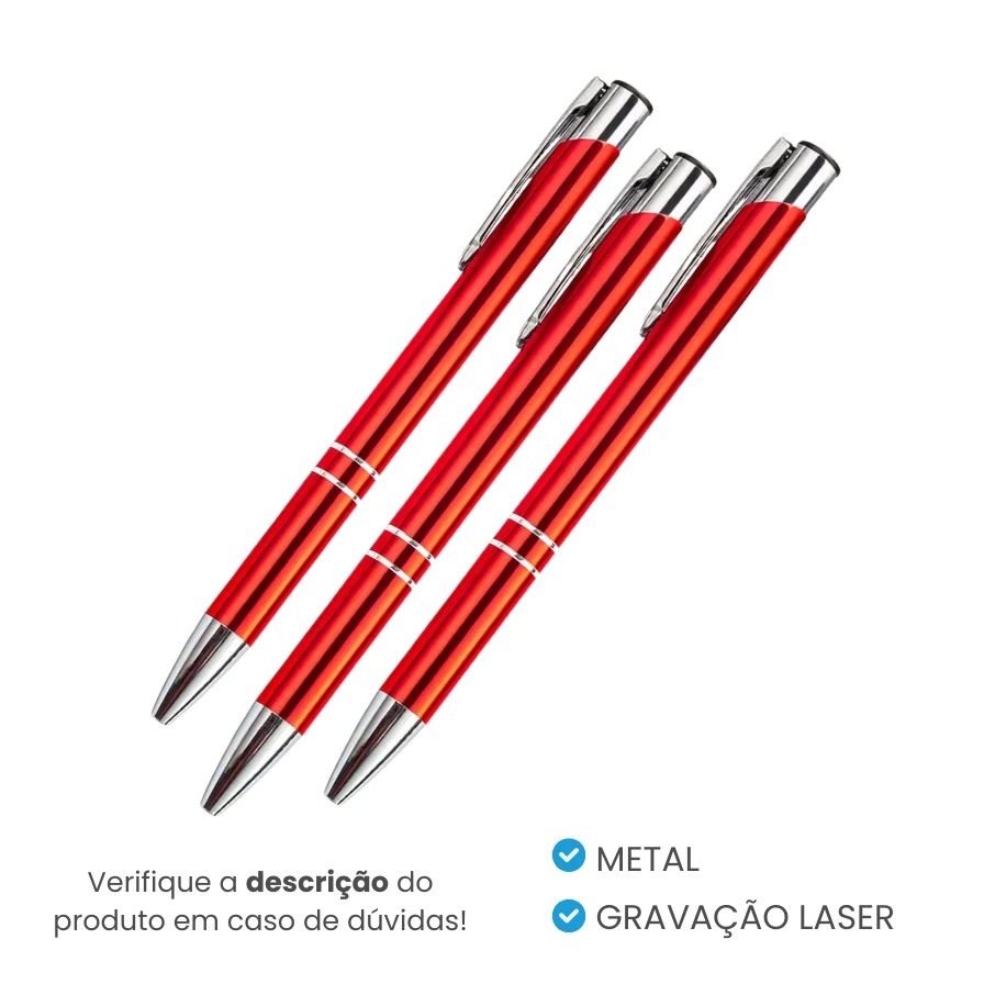 Caneta de Metal Vermelha Personalizada