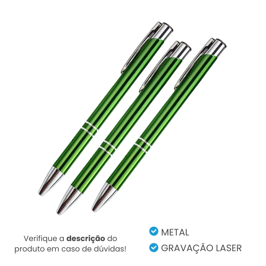Caneta de Metal Verde Personalizada