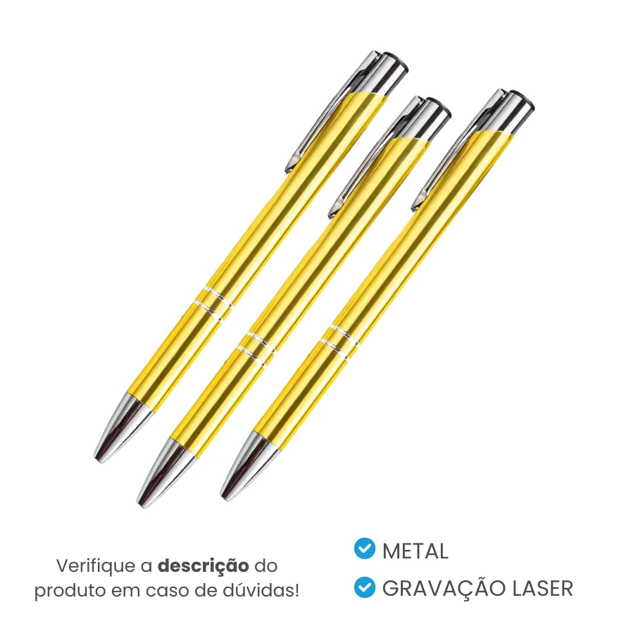 Caneta de Metal Dourada Personalizada