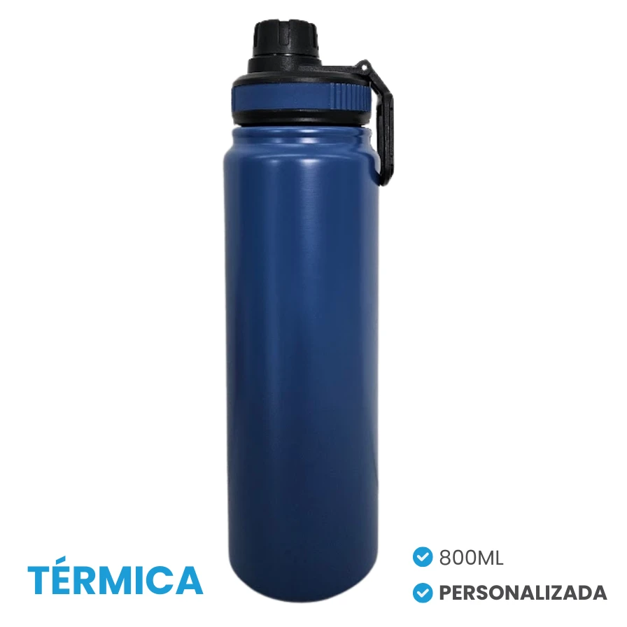 Garrafa Térmica Azul Escuro 800ml com Gravação à Laser