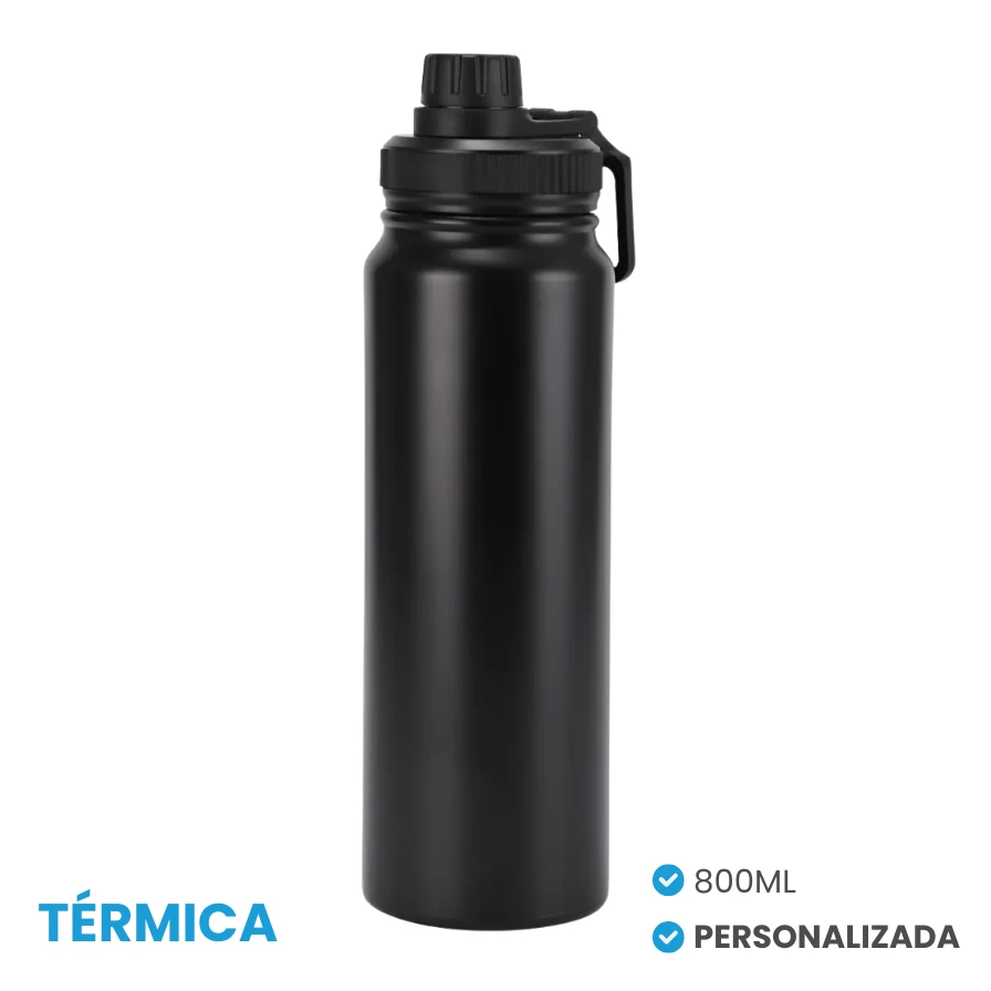 Garrafa Térmica Preta 800ml com Gravação à Laser