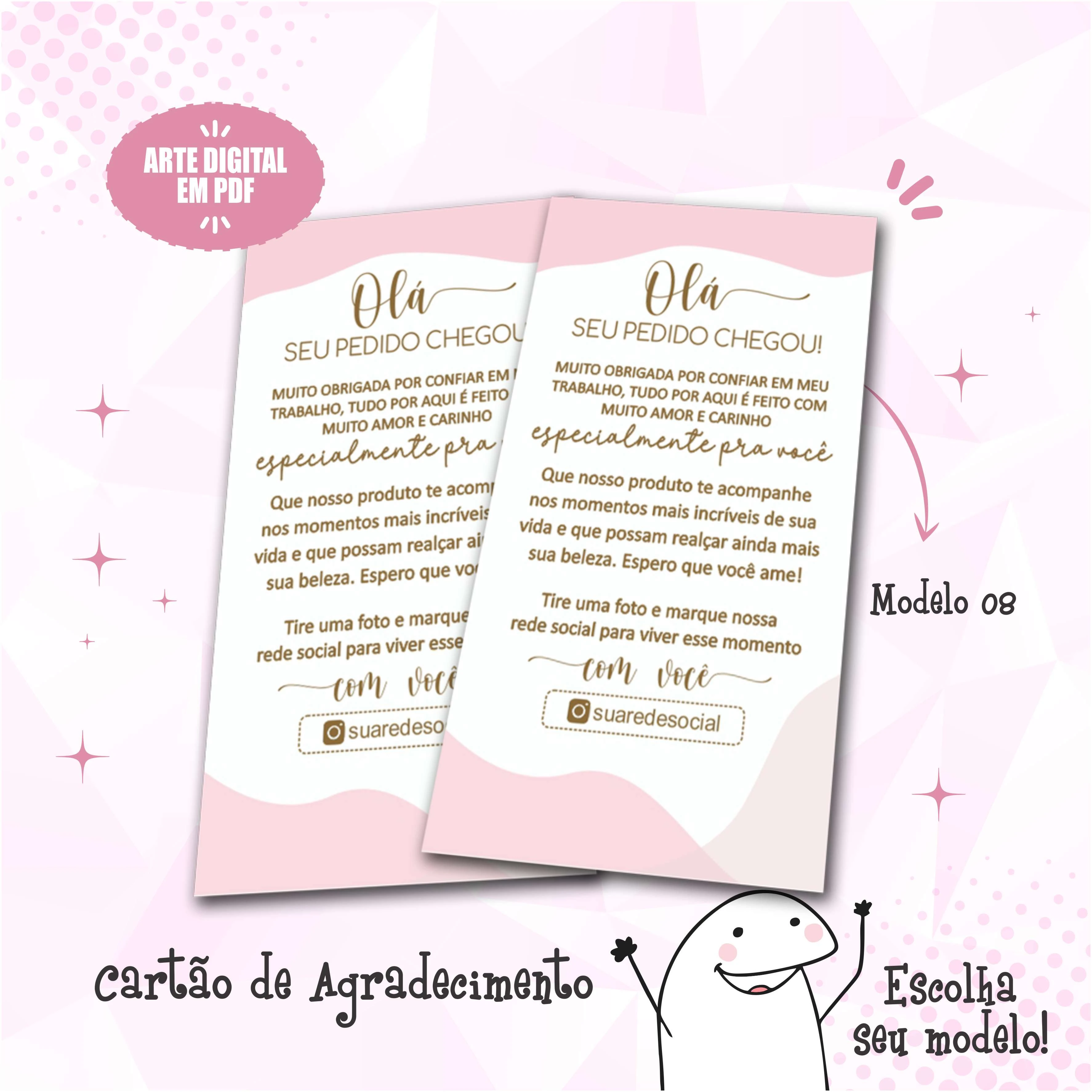 Cartão de Agradecimento Olá, seu pedido chegou! Mod 08