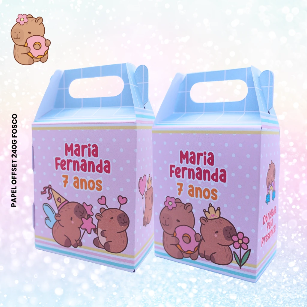 Caixinha para Docinhos Personalizada Aniversário Tema Capivara Baby
