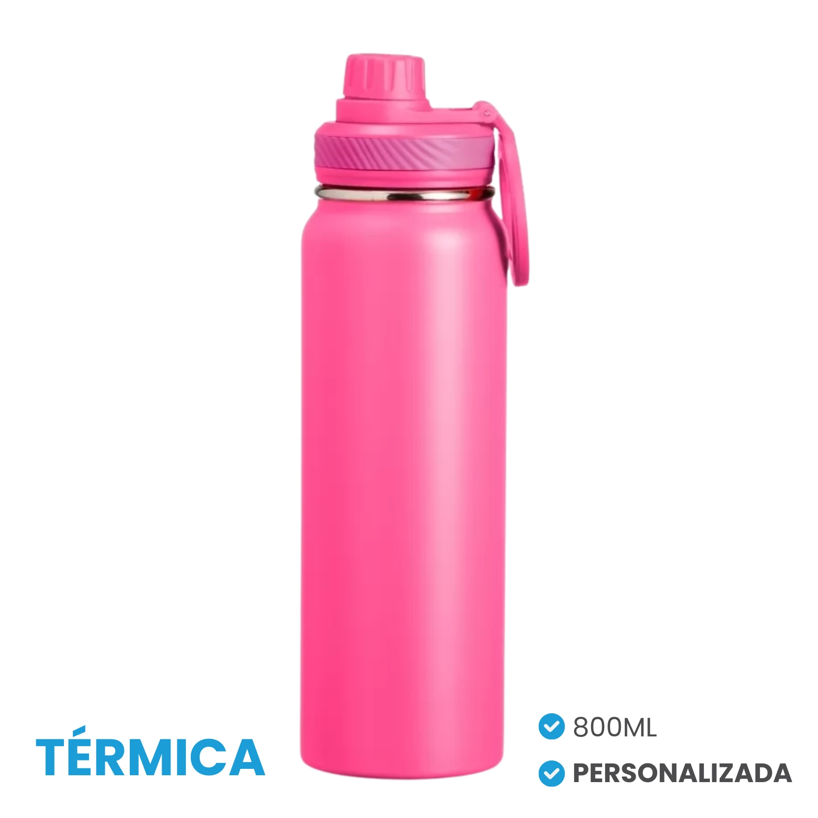 Garrafa Térmica Pink 800ml com Gravação à Laser
