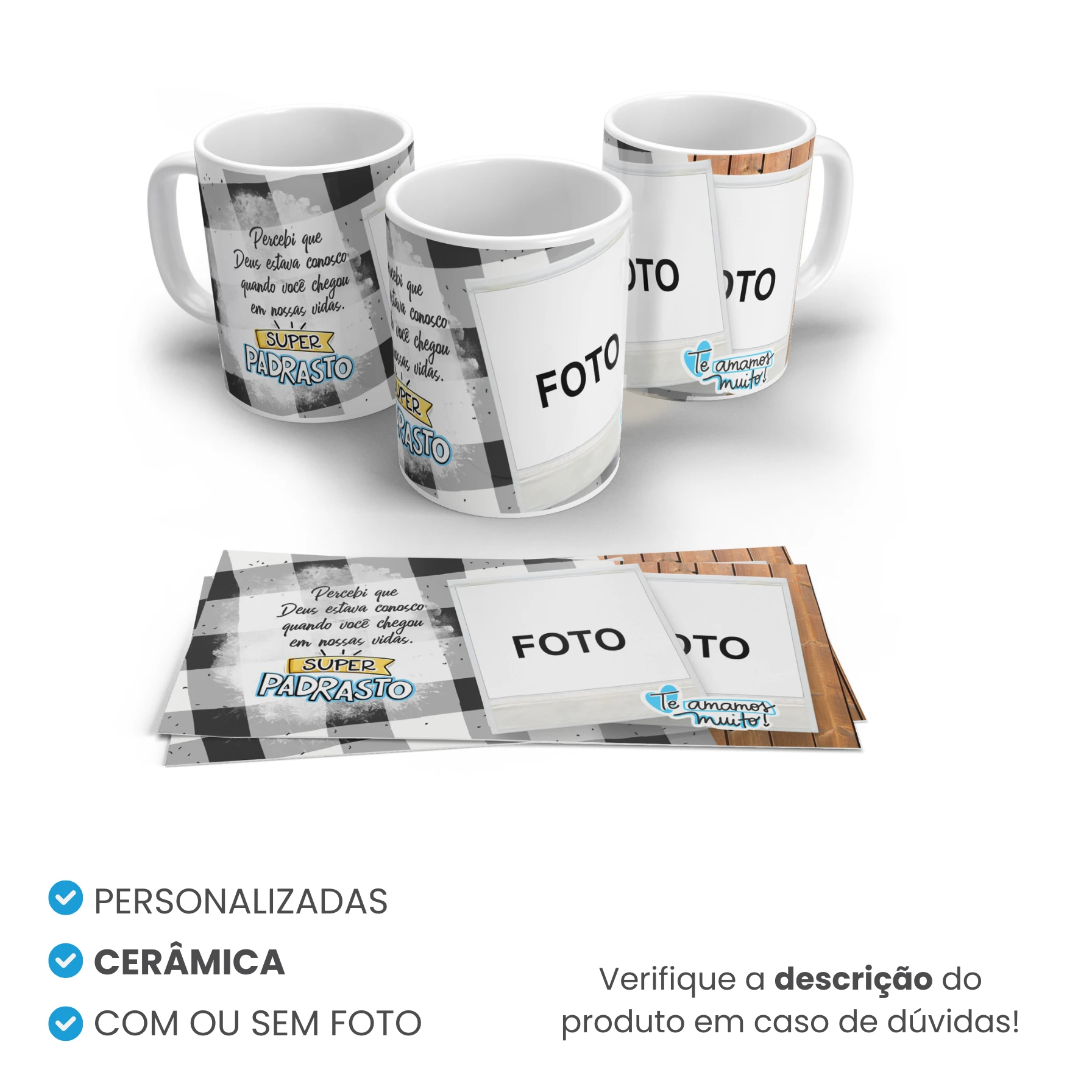 Caneca de Cerâmica Dia dos Pais Tradicional Personalizada Mod 11