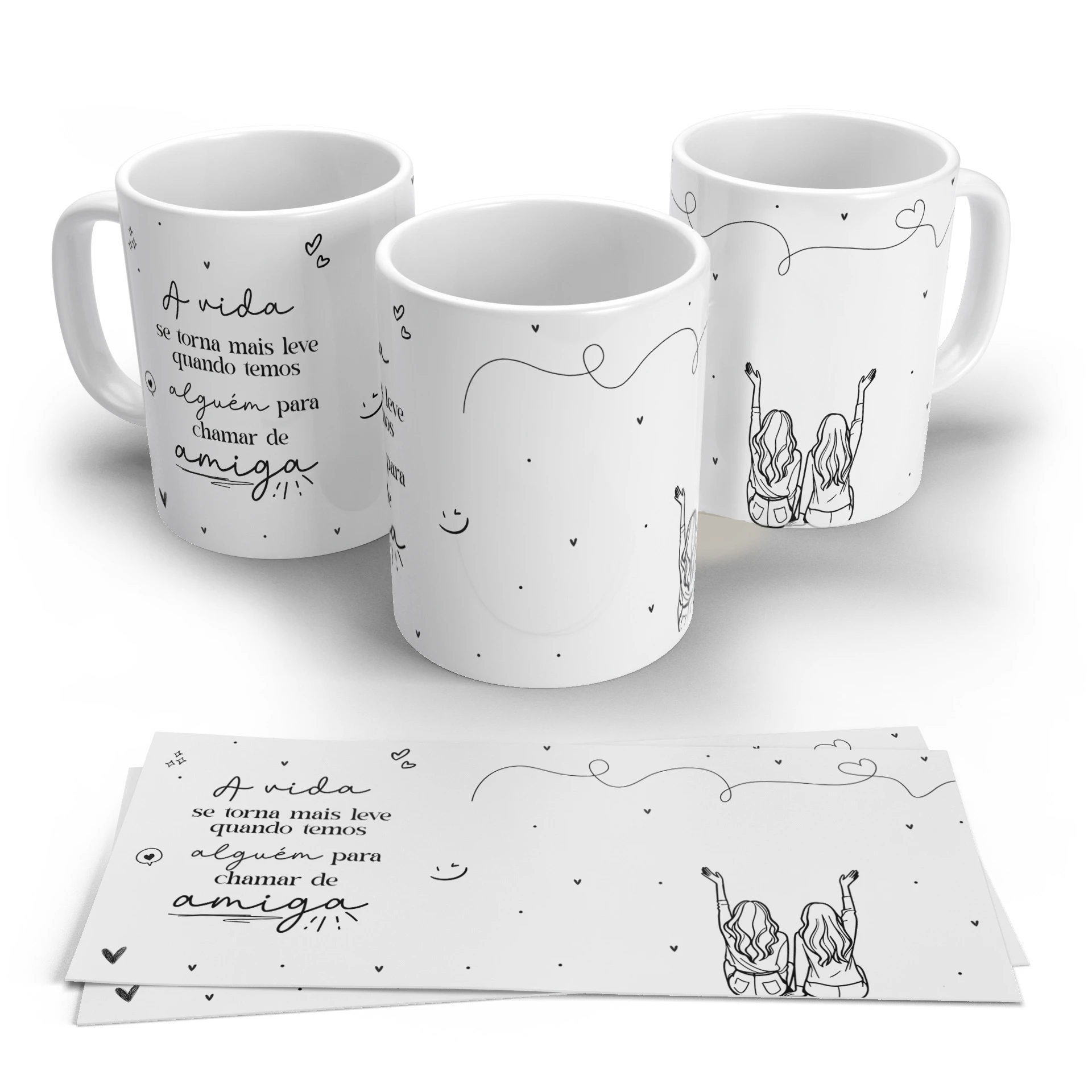 Arte Digital para Caneca Amizade - A vida se torna mais leve